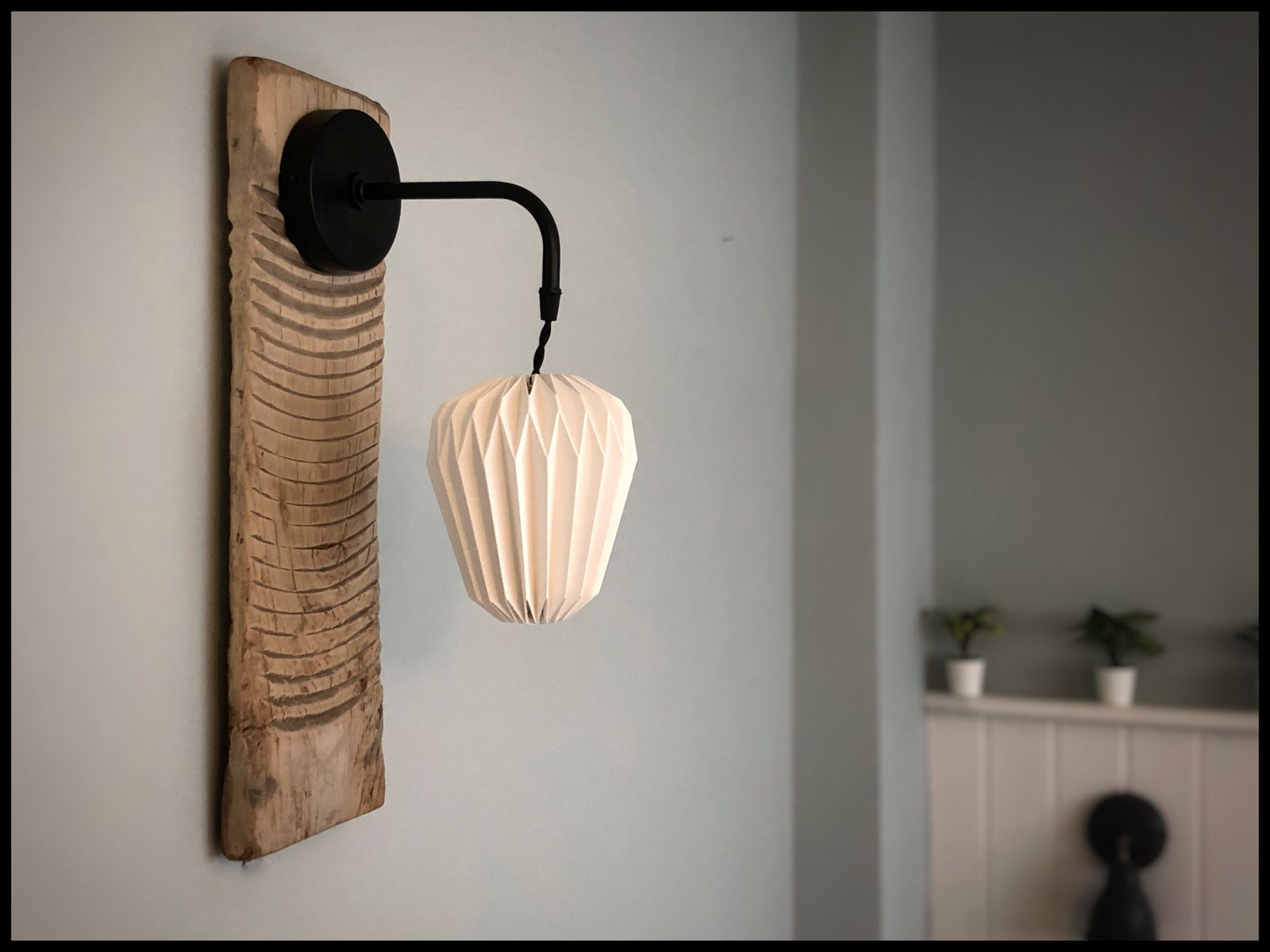 Wall Lighting   Antique Japanese Wash Board With Origami Light Fixing To Be Wired Into Wall Light Outlet. photo furniture
