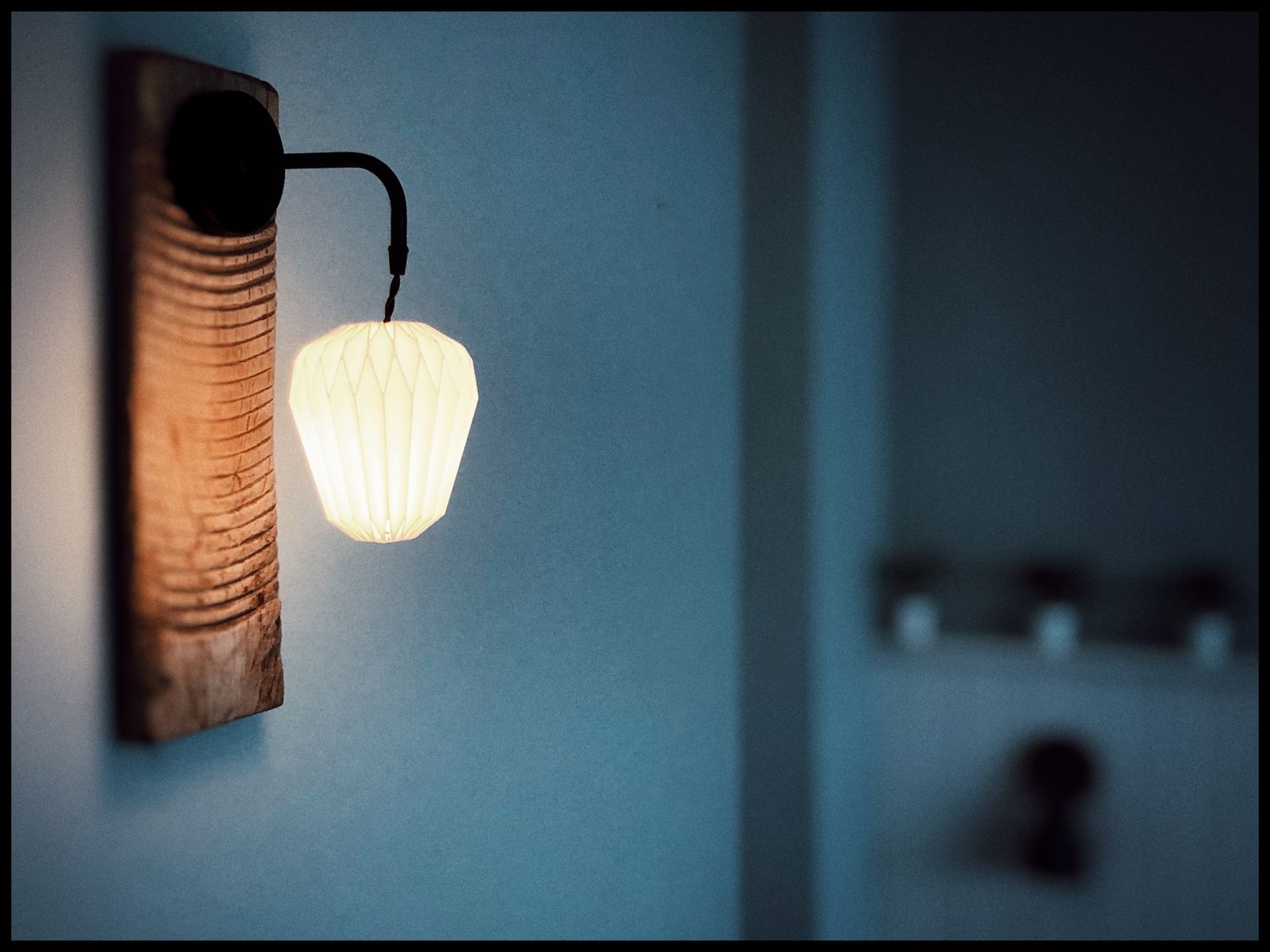 Wall Lighting   Antique Japanese Wash Board With Origami Light Fixing To Be Wired Into Wall Light Outlet. photo Lighting
