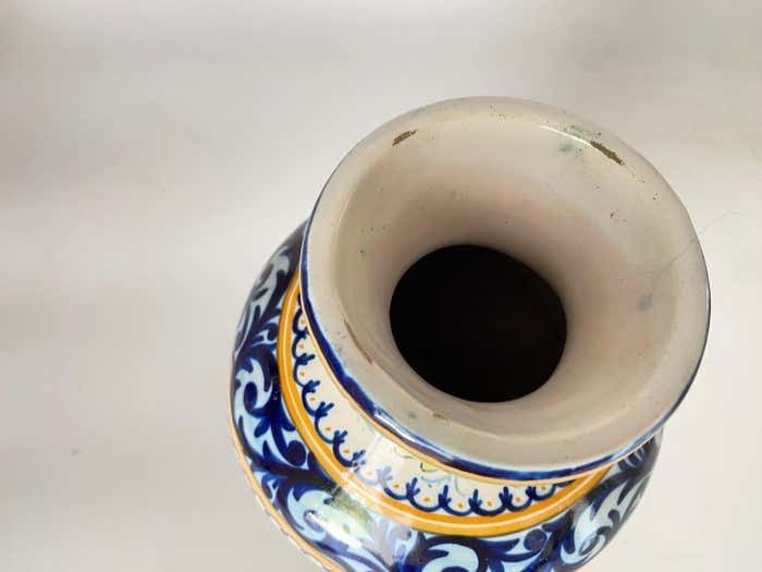 19th Century French Hand Painted Faience Vase Signed Henriot Quimper photo Home Decor