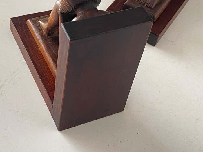 Pair Of Art Deco Birds Book Ends, Wood, Brown France, 1940 photo 476.0