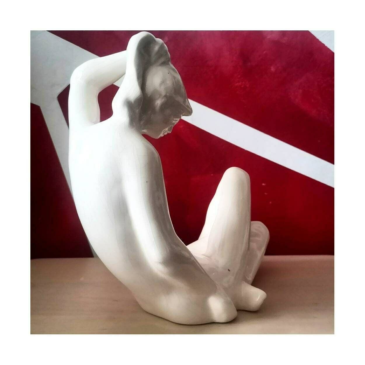 Rare Mid Century Modern Ceramic Figurine Of A Nude Woman By Bohumil Kokrda // Made In Czechoslovakia In 1960s photo for sale