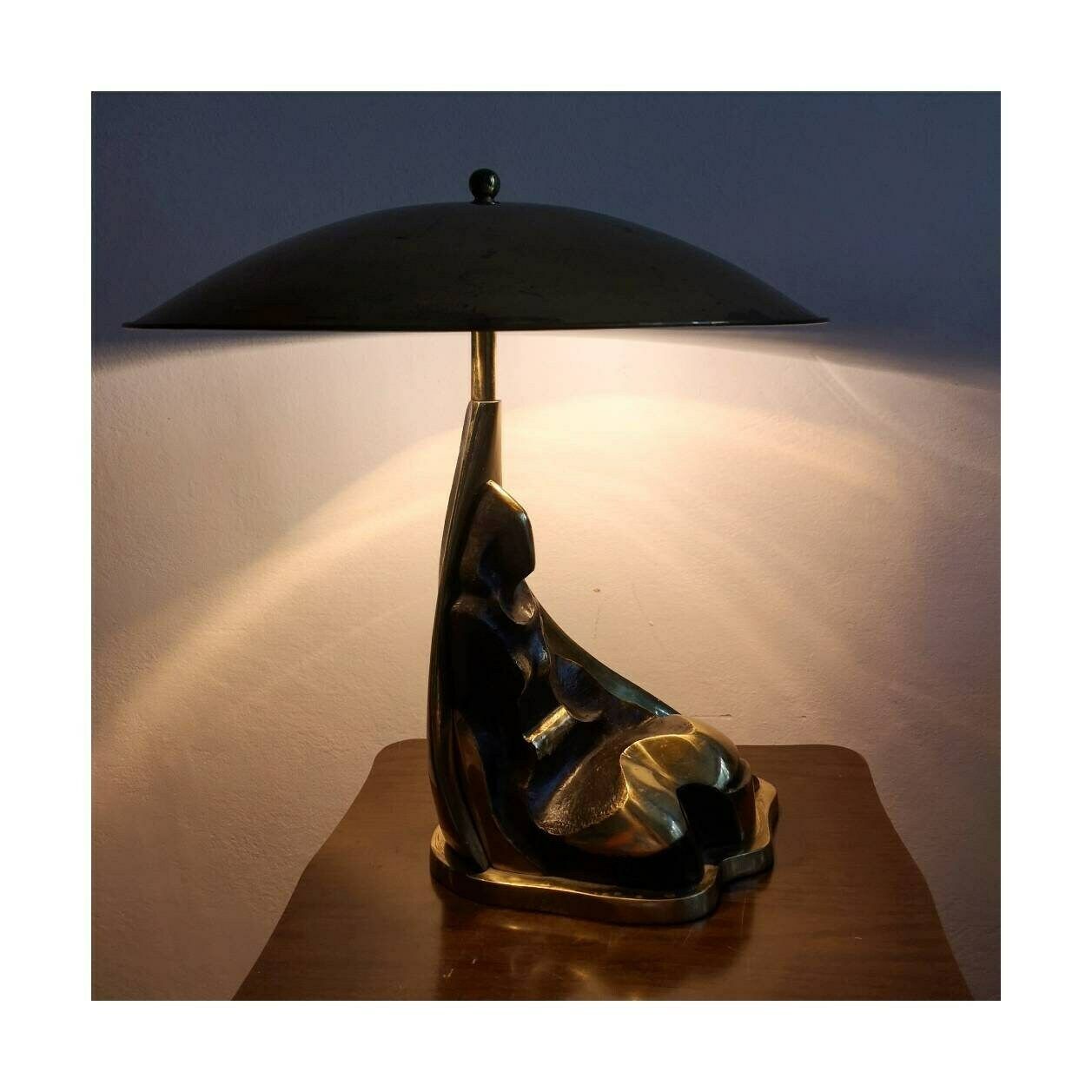 Rare Lamp Sculpture In Cubist Style Titled Lady By Yugoslav Sculptor Djordje Jovanovic / Female Nude Sculpture / Made In Yugoslavia (1980s) photo Home Decor