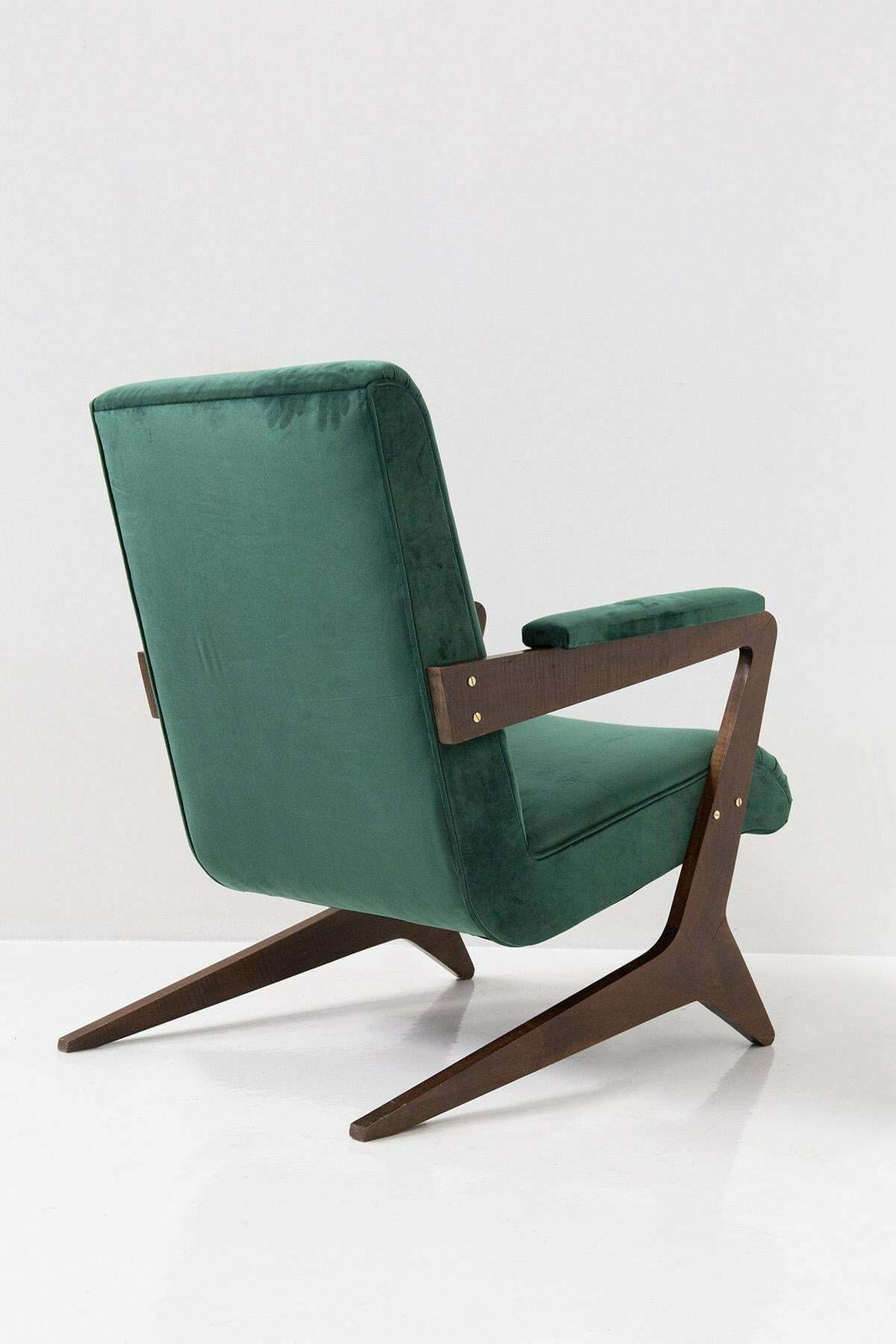 Pair Of Brazilian Green Velvet Armchairs, 20th Century £5,723.17per Set photo vintage