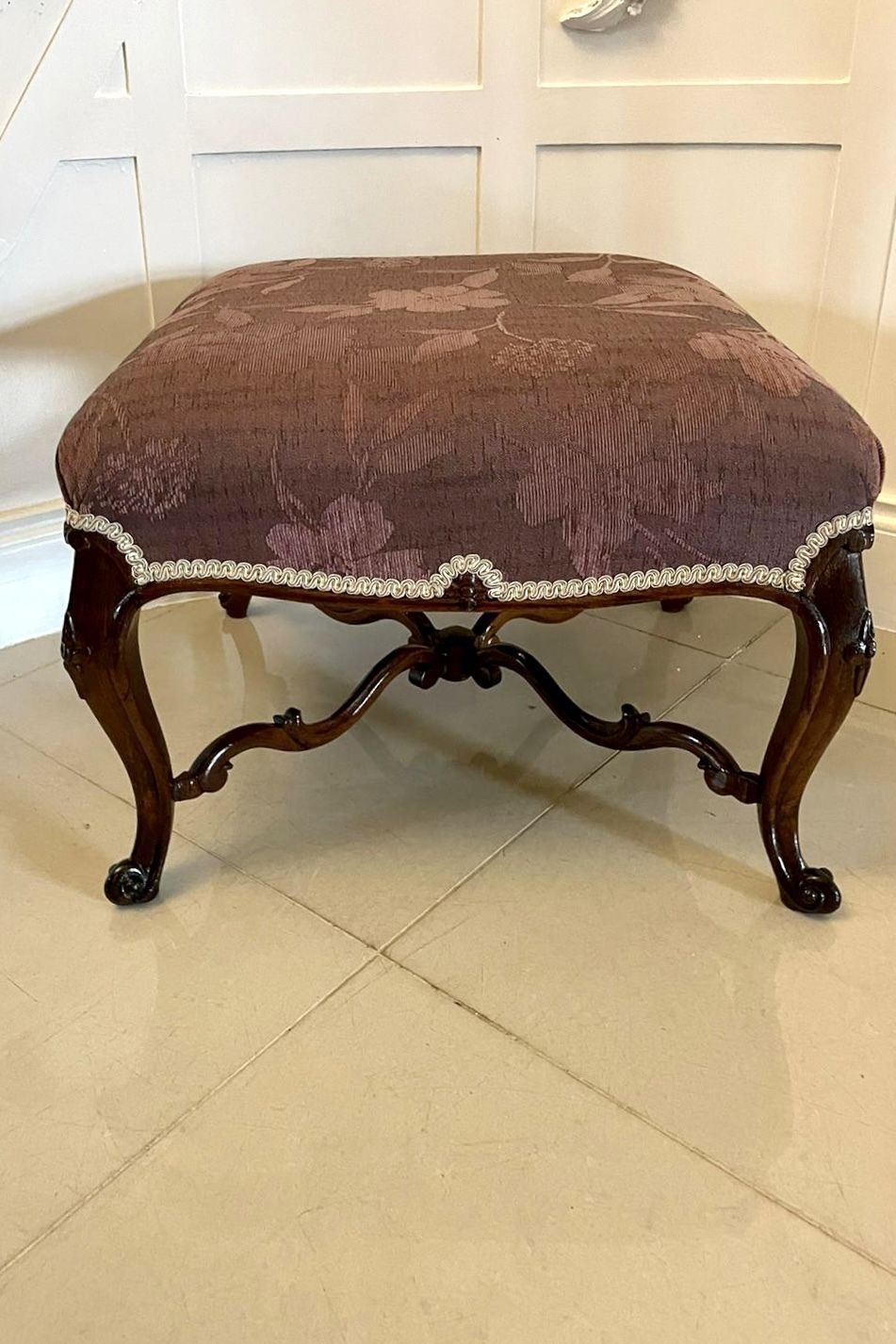 Large Antique 19th Century Quality Carved Rosewood Stool