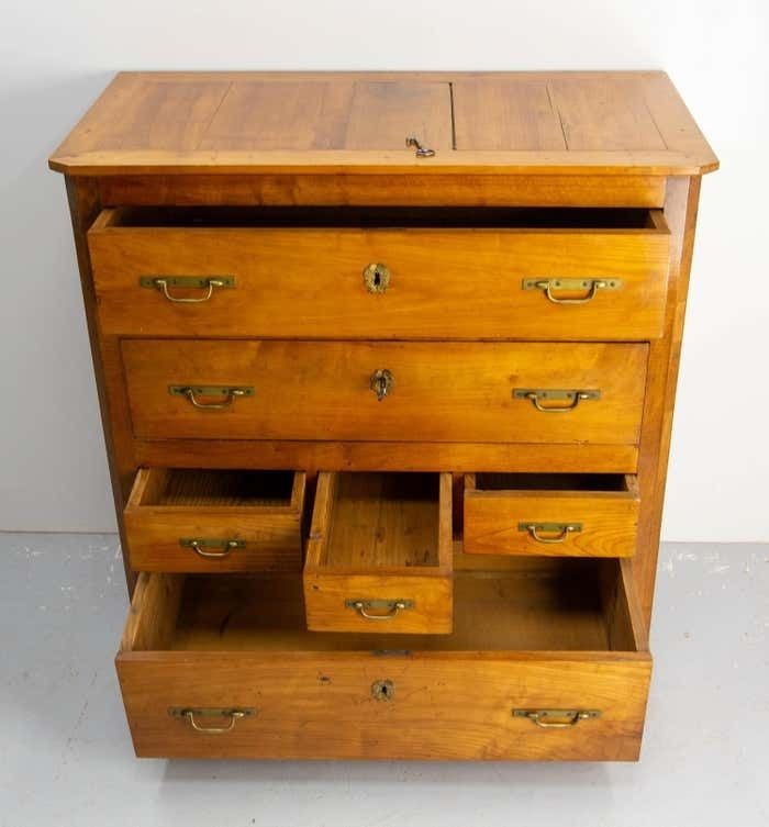 19th Century Buffet Secretaire, Escritoire Cabinet Cherrywood, France photo vintage