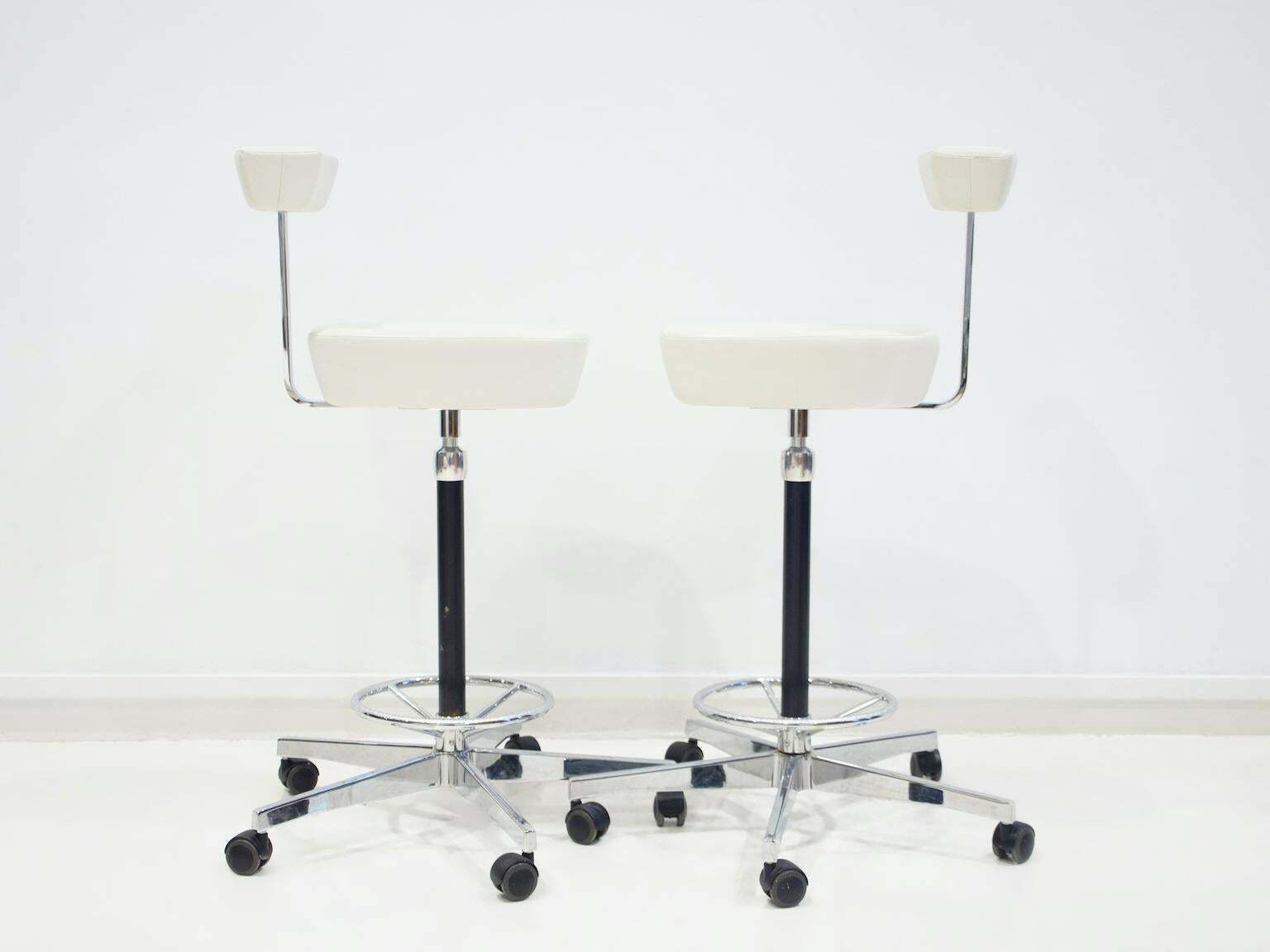 Pair Of White Perch Chairs By George Nelson For Vitra photo Furniture