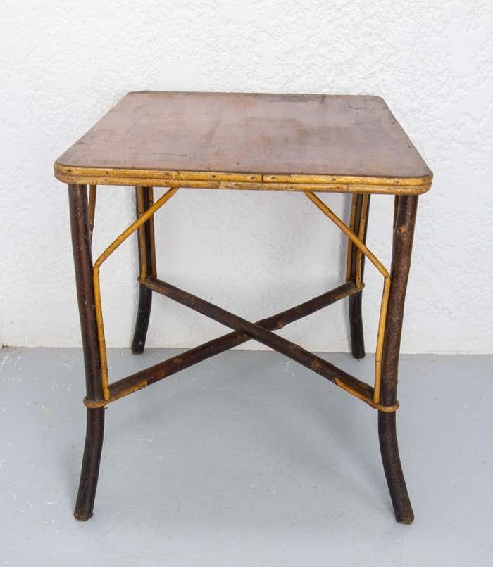Side Table Hazel Wood, Rattan And Bambou, French Circa 1920 photo Furniture