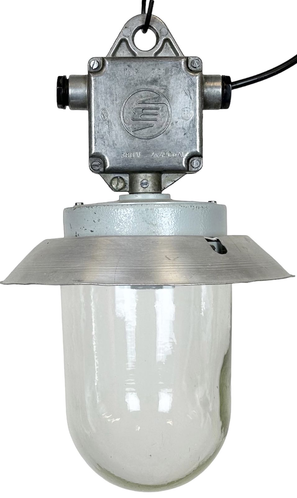 Industrial Aluminium Light With Clear Glass Cover From Elektrosvit, 1970s, 4x