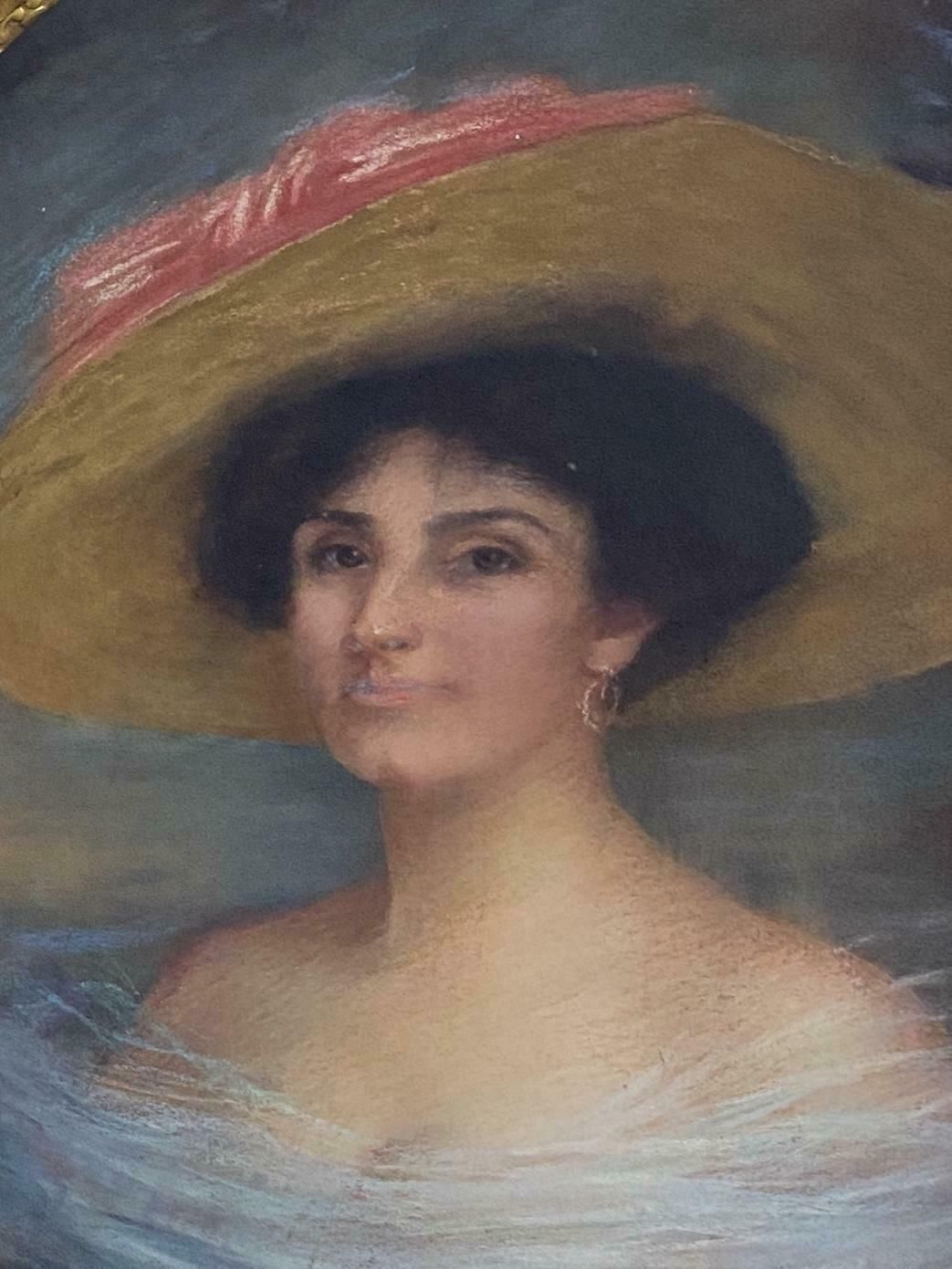 Antique French Pastel Painting "Portrait Of A Woman," Signed , Dated 1915 photo buy