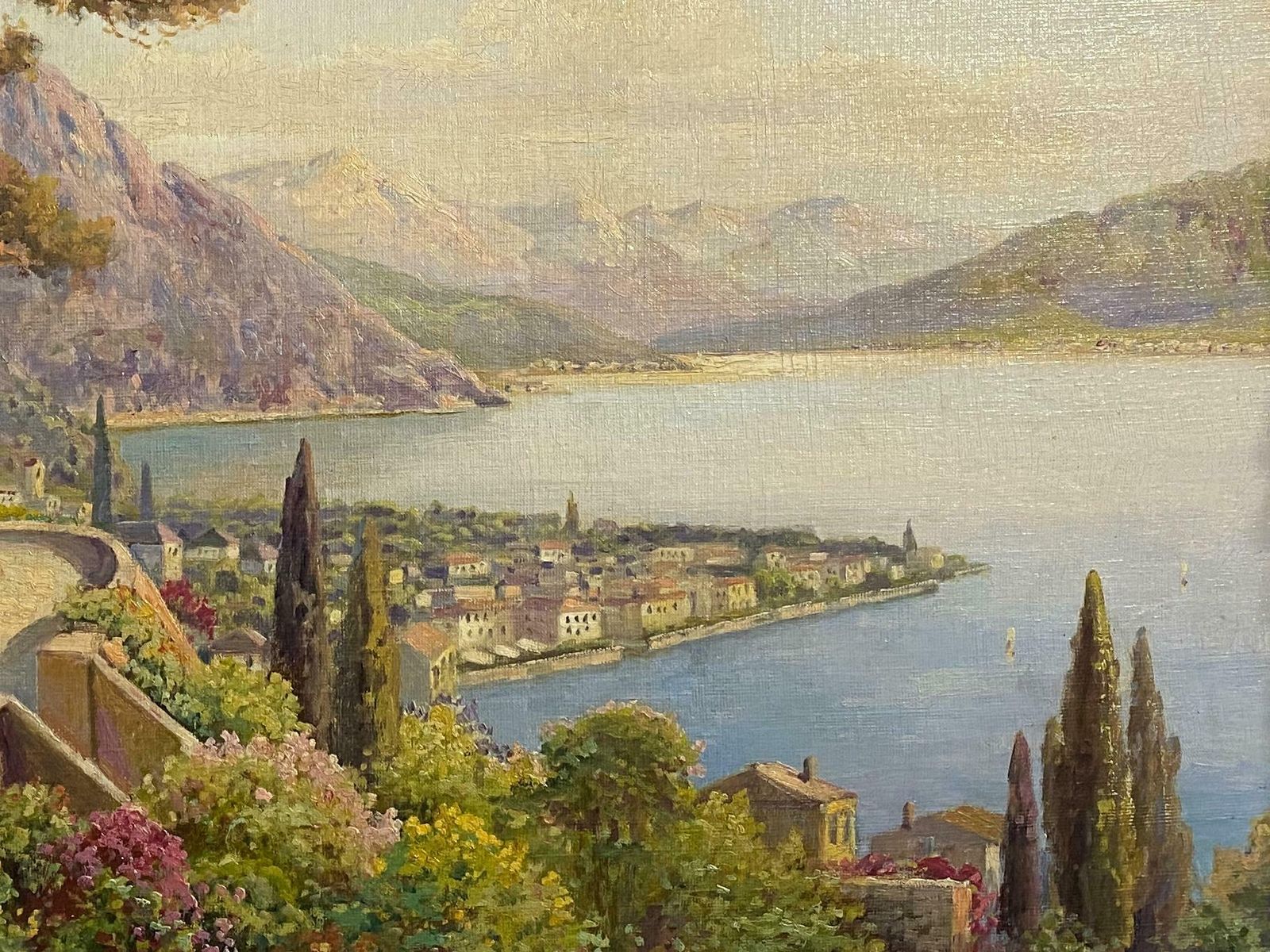 Antique Oil Painting "Landscape With Lake" Signed, H Johahnsen photo Art