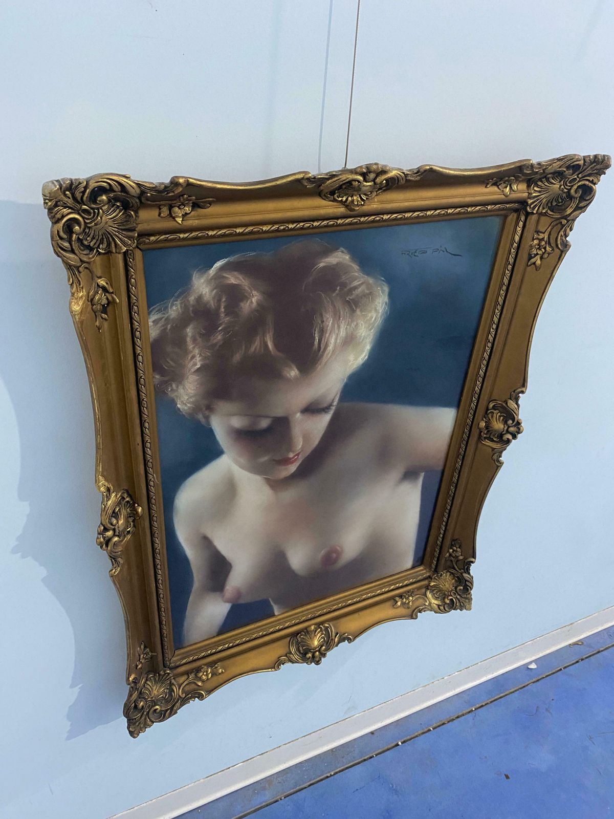 Art Deco Pastel Painting "Nude Of A Woman" Signed Fried Pal, 1930s photo furniture