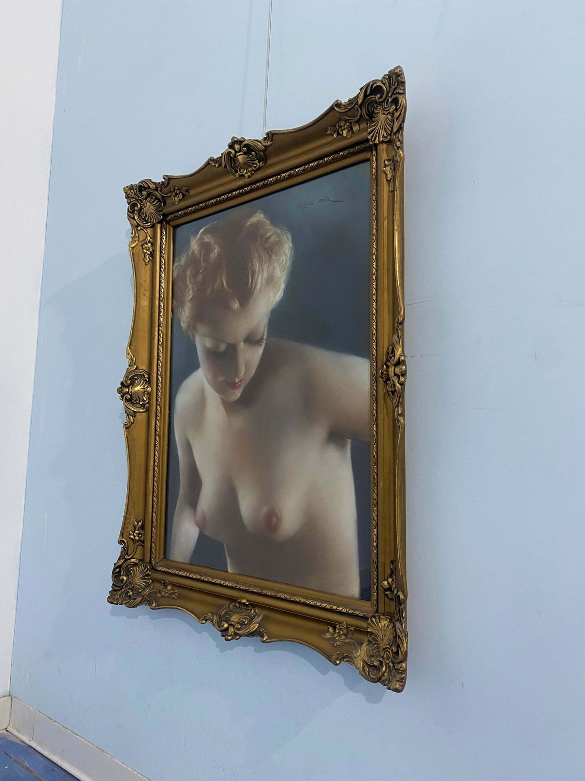 Art Deco Pastel Painting "Nude Of A Woman" Signed Fried Pal, 1930s photo Art
