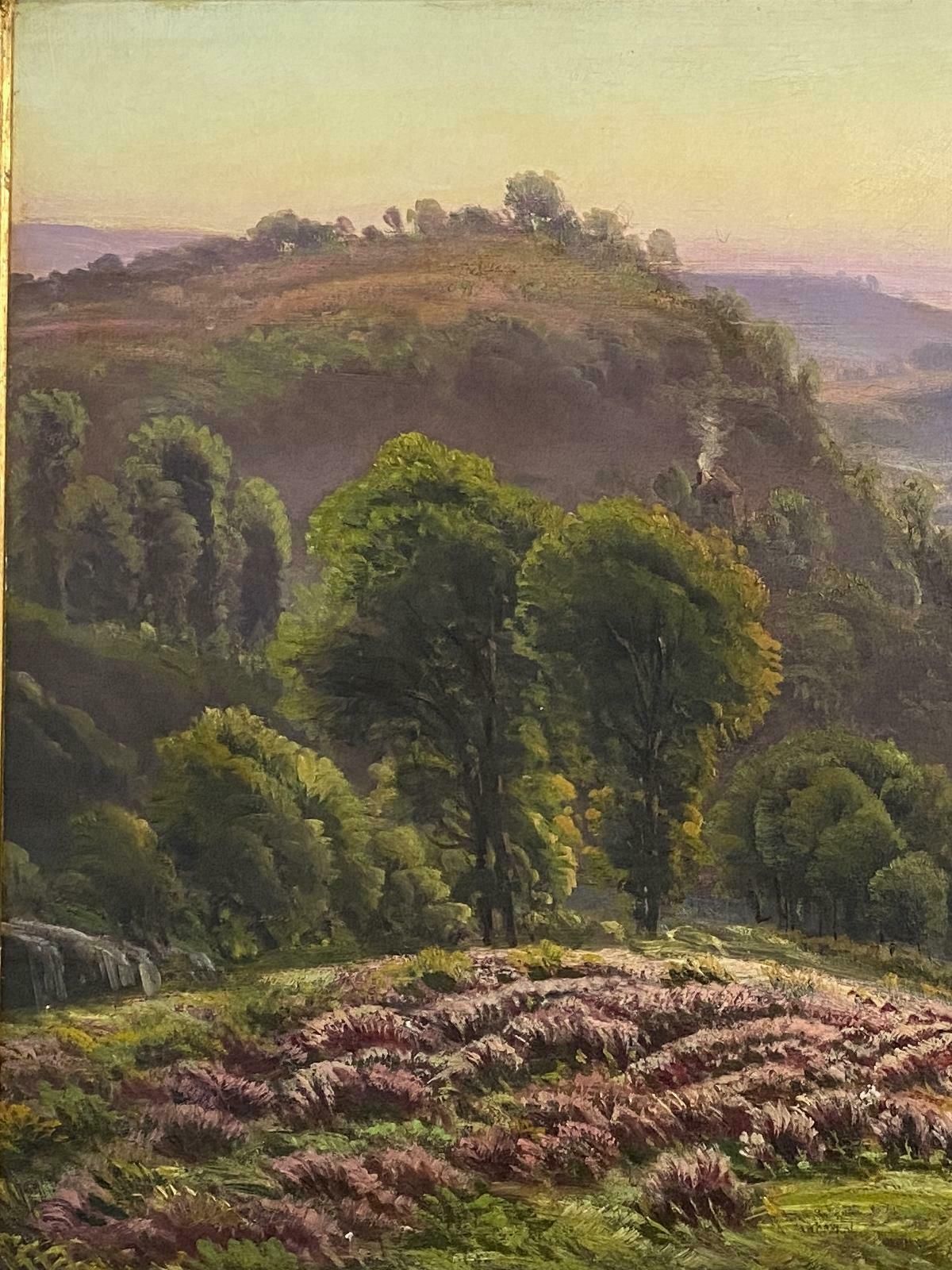 Antique French Oil Painting "Landscape With Blooming Heather" By Gaston Anglade photo Art