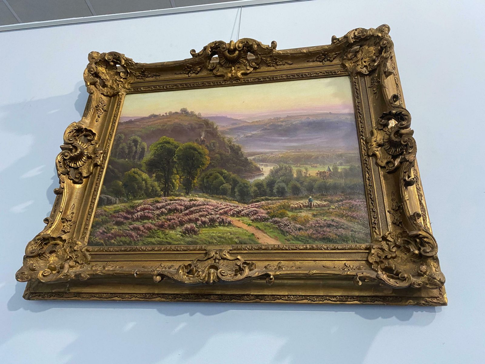 Antique French Oil Painting "Landscape With Blooming Heather" By Gaston Anglade photo buy