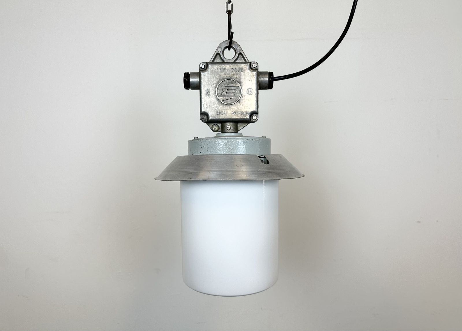 Industrial Aluminium Light With Milk Glass Cover From Elektrosvit, 1970s, 15x photo furniture