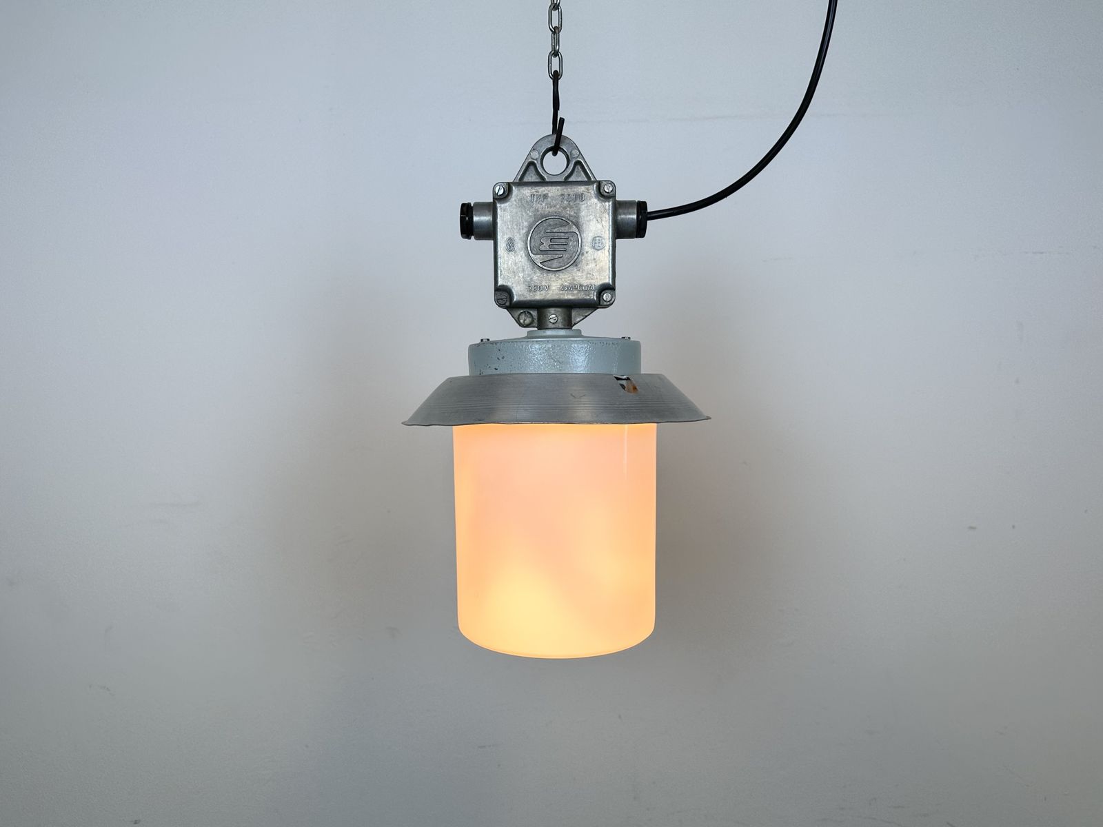 Industrial Aluminium Light With Milk Glass Cover From Elektrosvit, 1970s, 15x photo Lighting