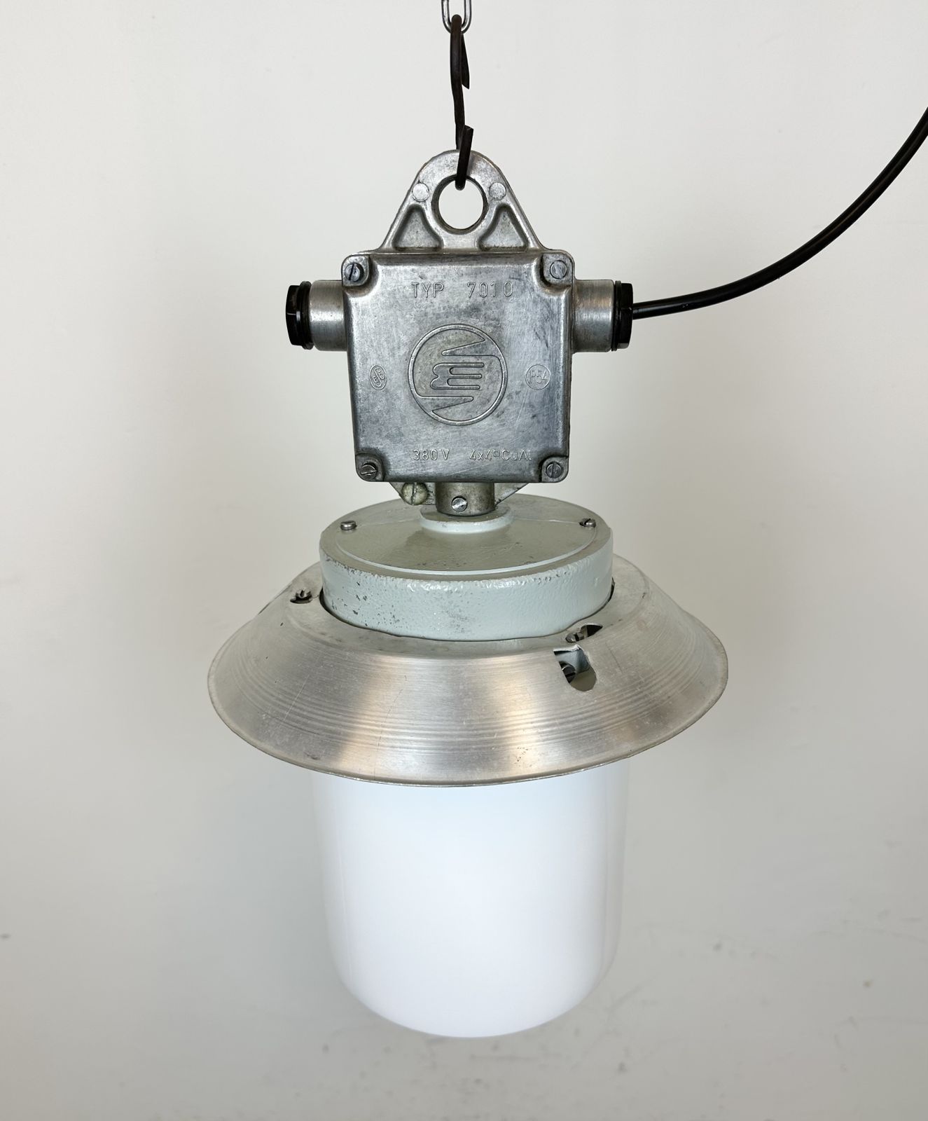 Lighting Industrial Aluminium Light With Milk Glass Cover From Elektrosvit, 1970s, 15x photo