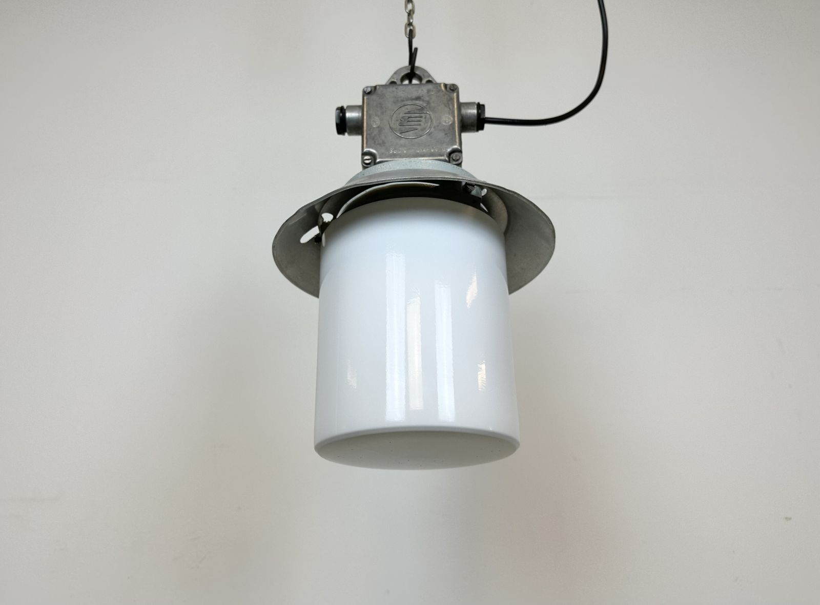 photo buy Industrial Aluminium Light With Milk Glass Cover From Elektrosvit, 1970s, 15x