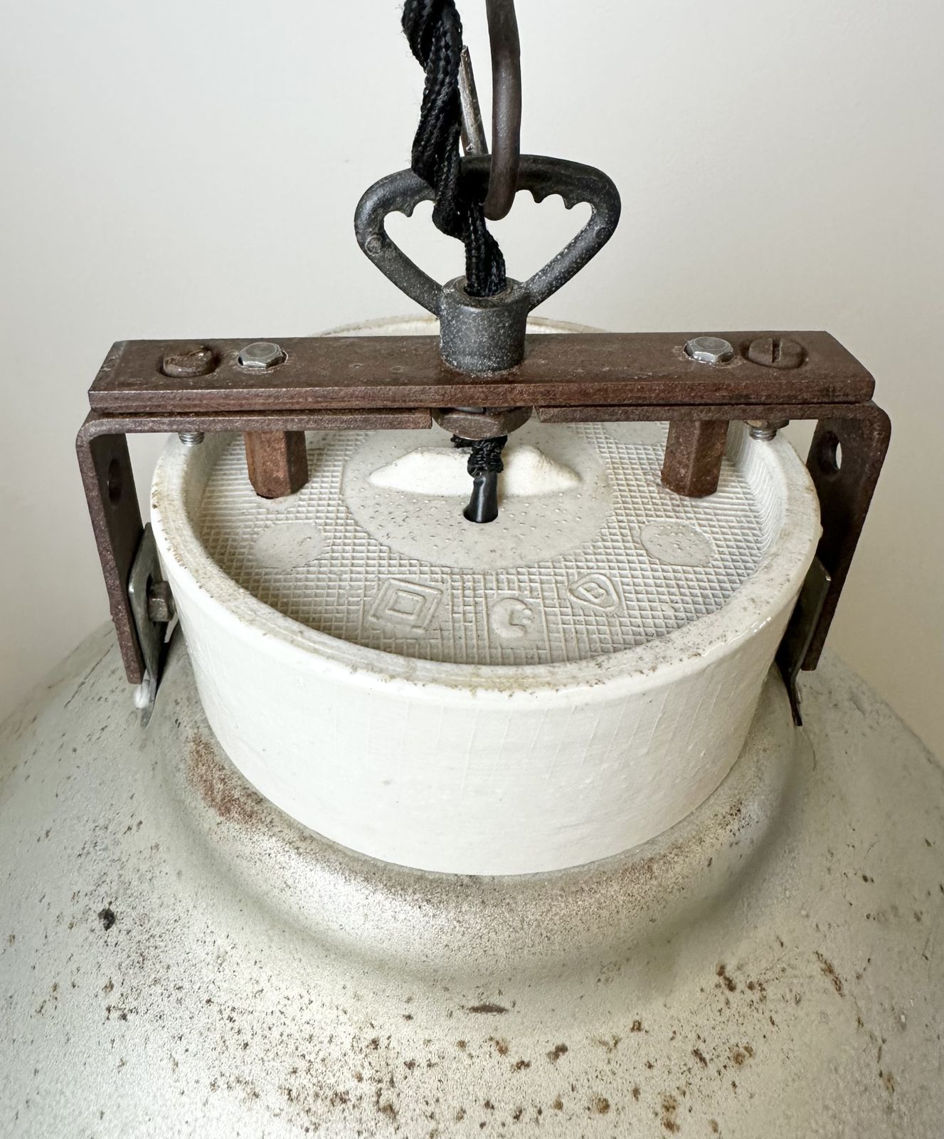 Grey Metal Industrial Factory Hanging Lamp, 1960s, 28x photo for sale