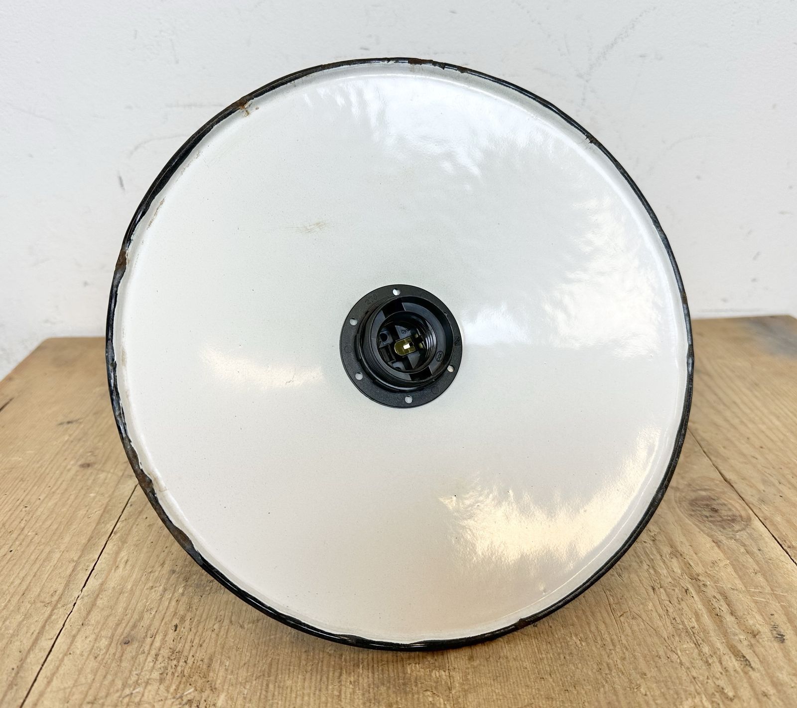 photo buy Industrial Petrol Enamel Military Pendant Lamp With Cast Aluminium Top, 1960s, 2x