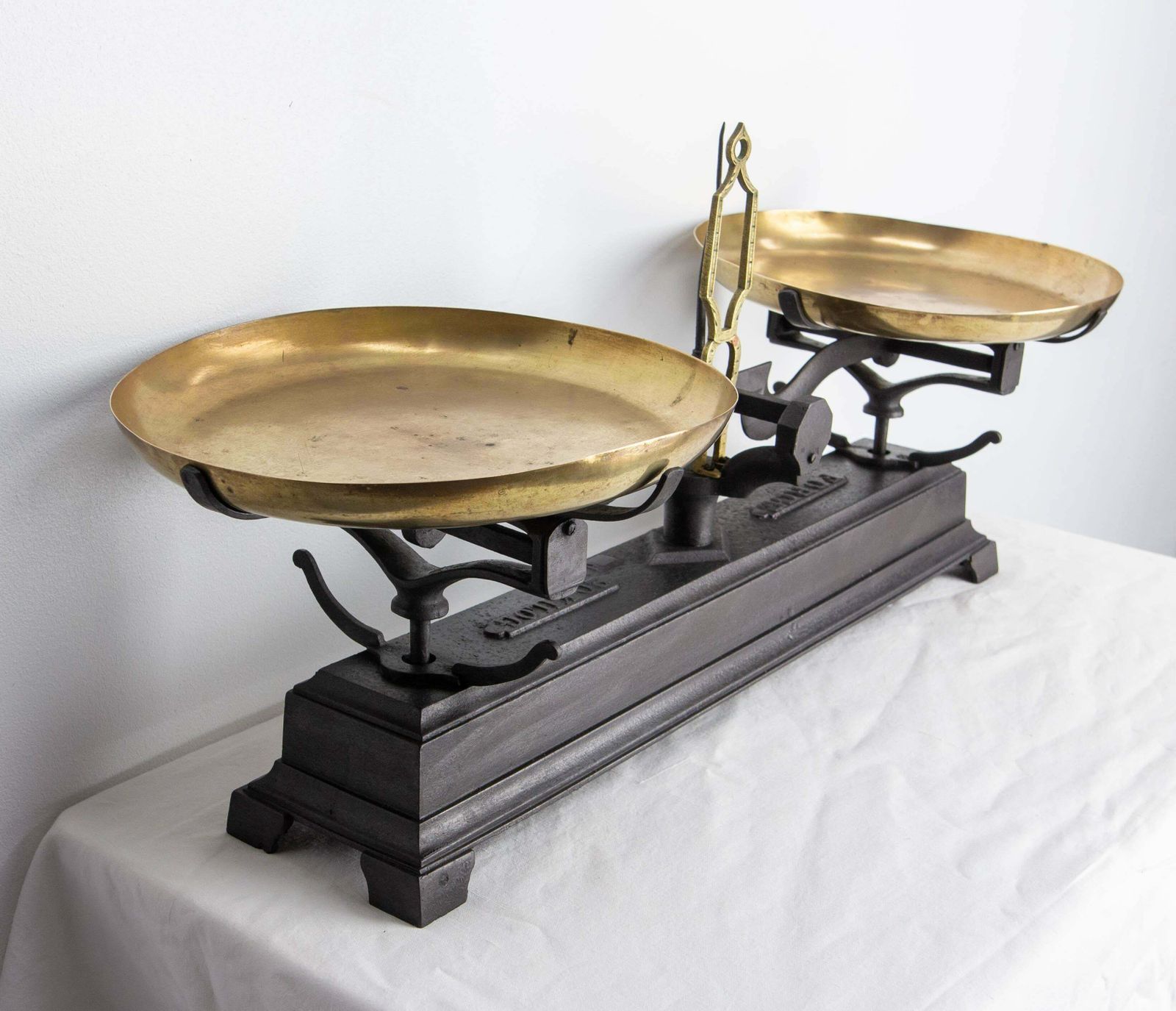 Antique Trade Scale Brass And Cast Iron, France, Circa 1880 photo for sale