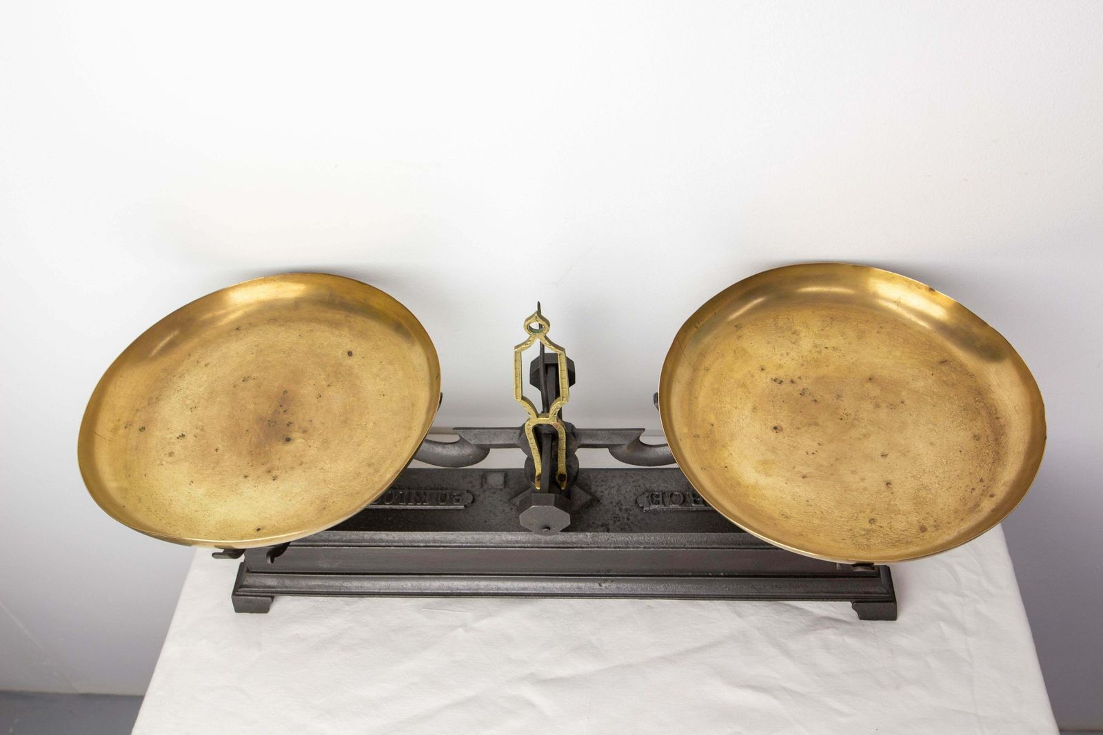 Antique Trade Scale Brass And Cast Iron, France, Circa 1880 photo 749.0