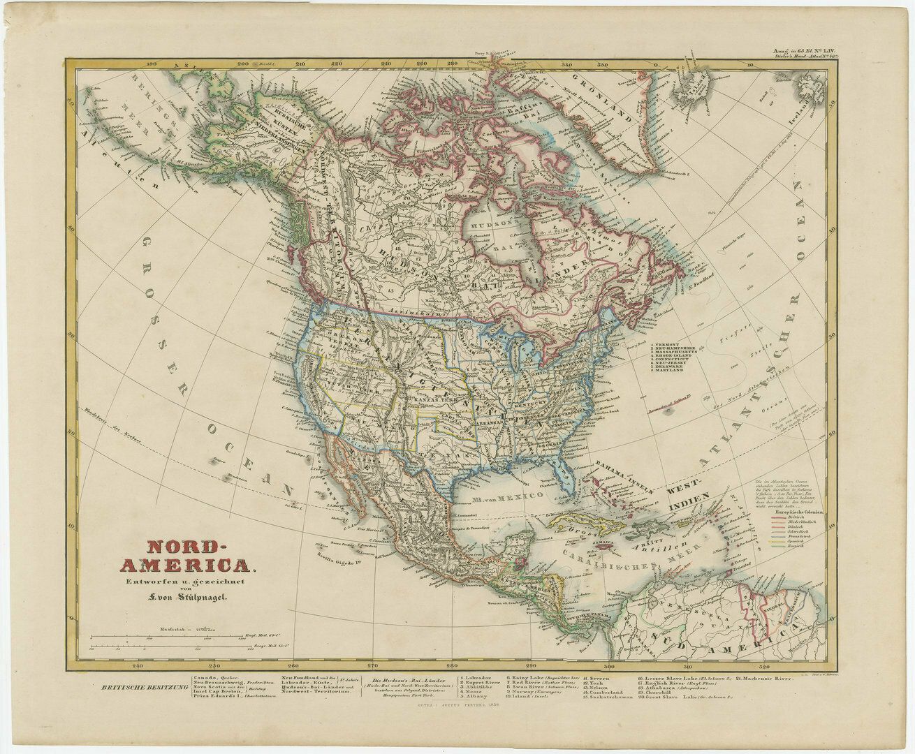 Antique Map Of North America Including The West Indies