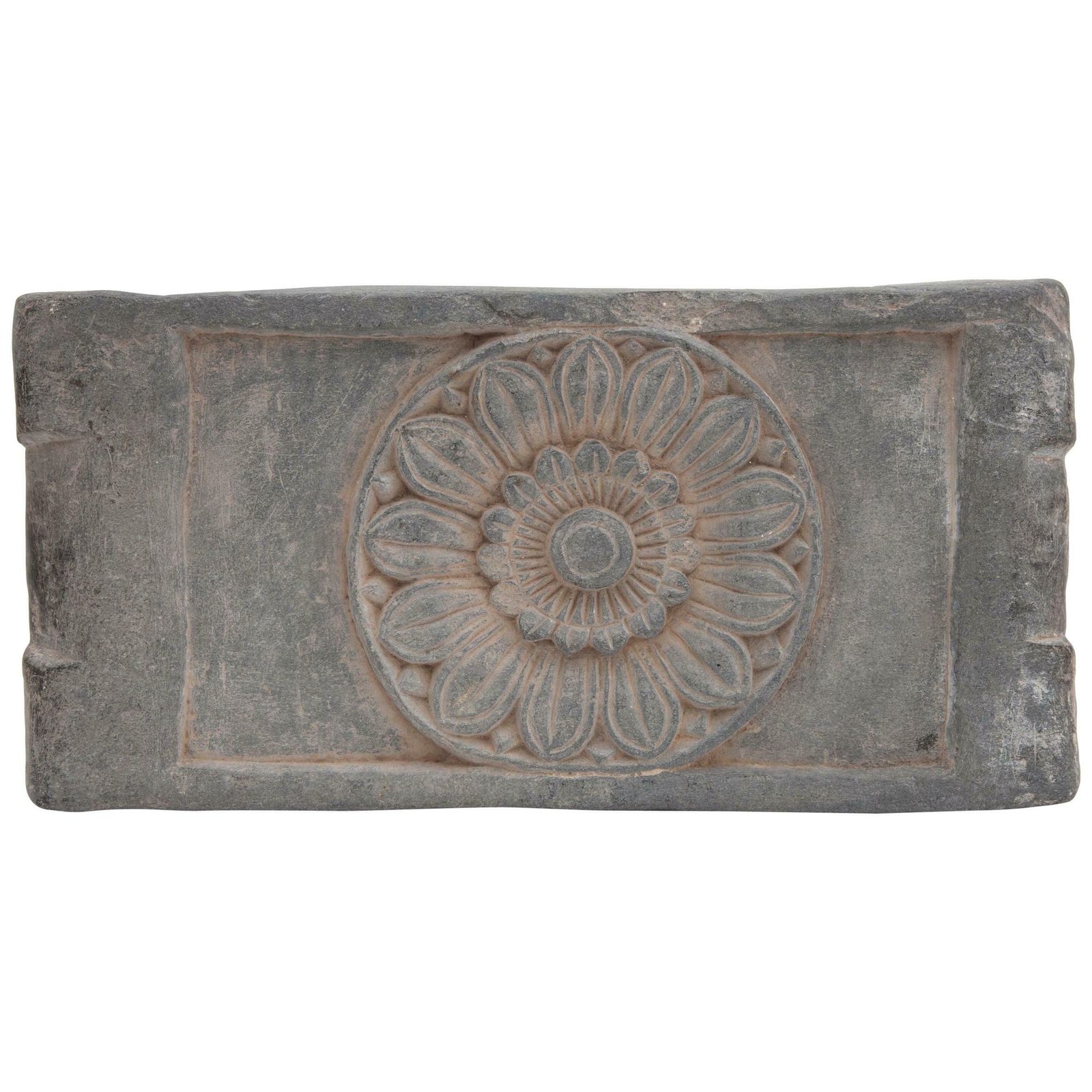 Ancient Buddhist Stone Tabletop Altar With A Lotus Flower