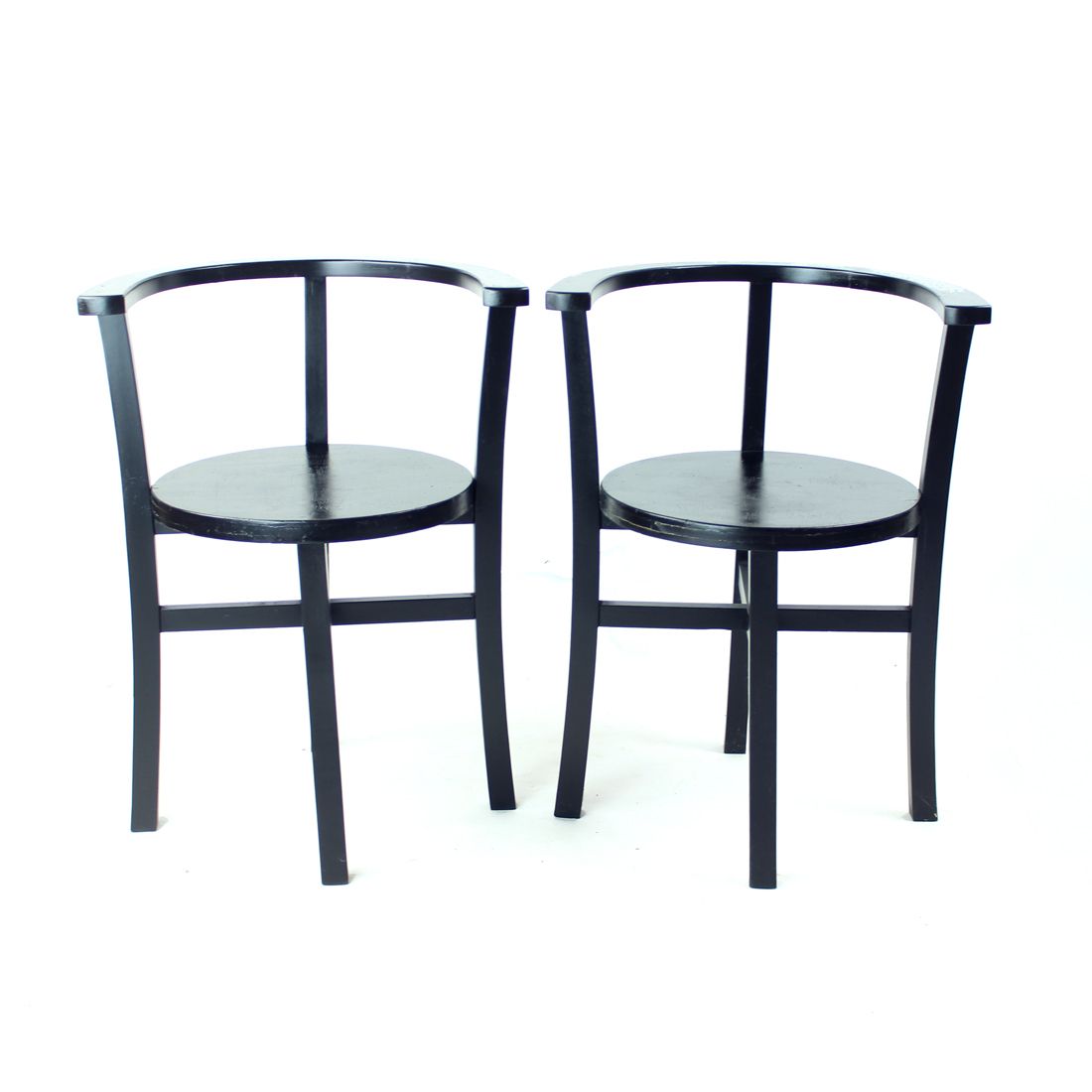 Set Of 4, Black Oak Dining Chairs, Czechoslovakia 1930s photo furniture