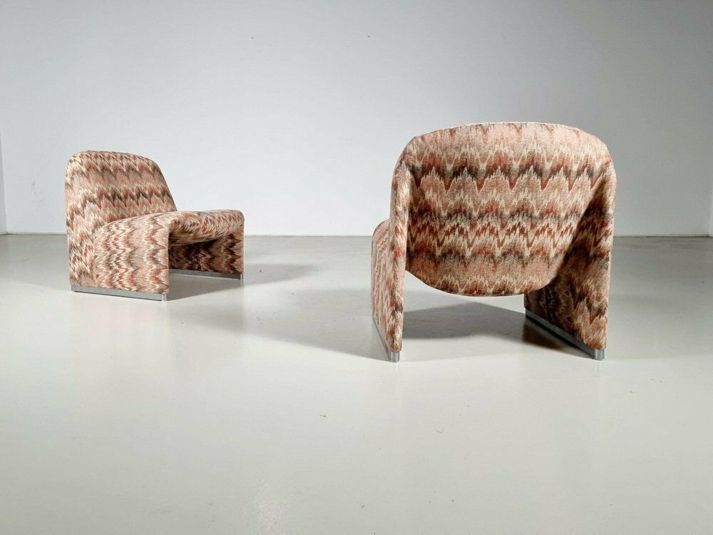 Alky Chairs In Wool Fabric By Giancarlo Piretti For Castelli, 1970s, Set Of 2 photo for sale