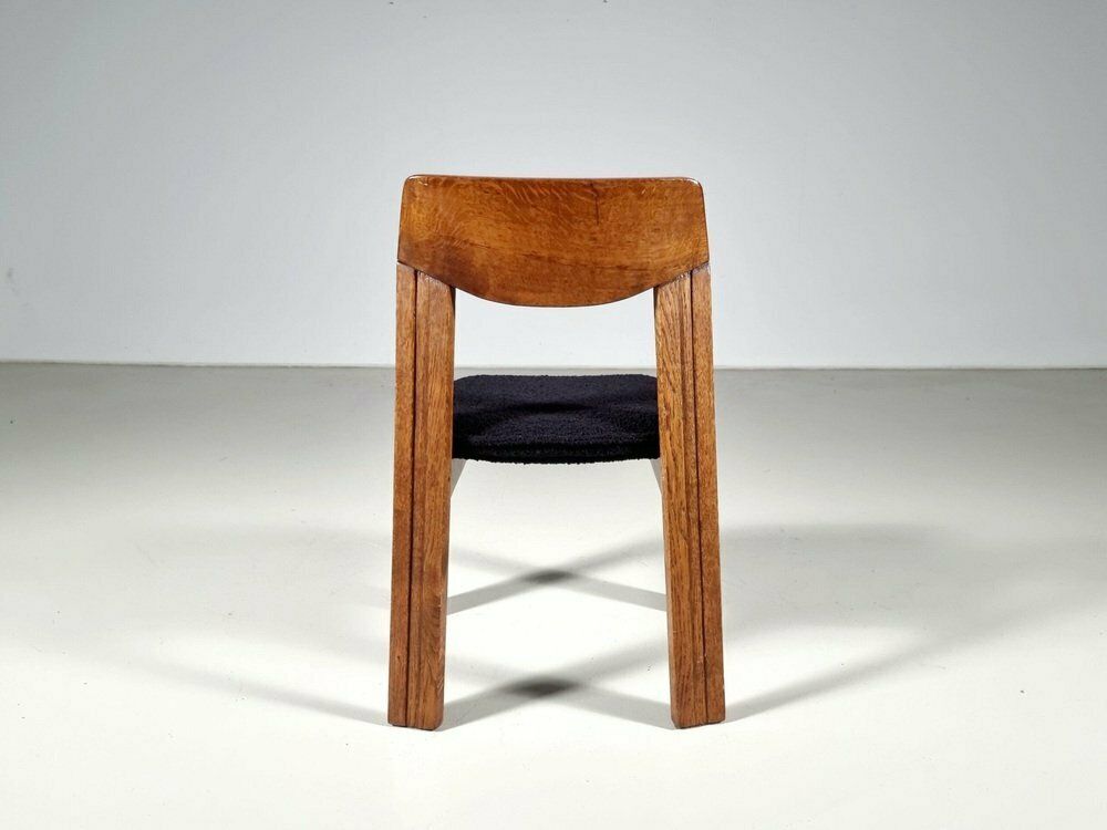 Brutalist Oak Dining Chairs, The Netherlands, 1970s, Set Of 4 photo buy