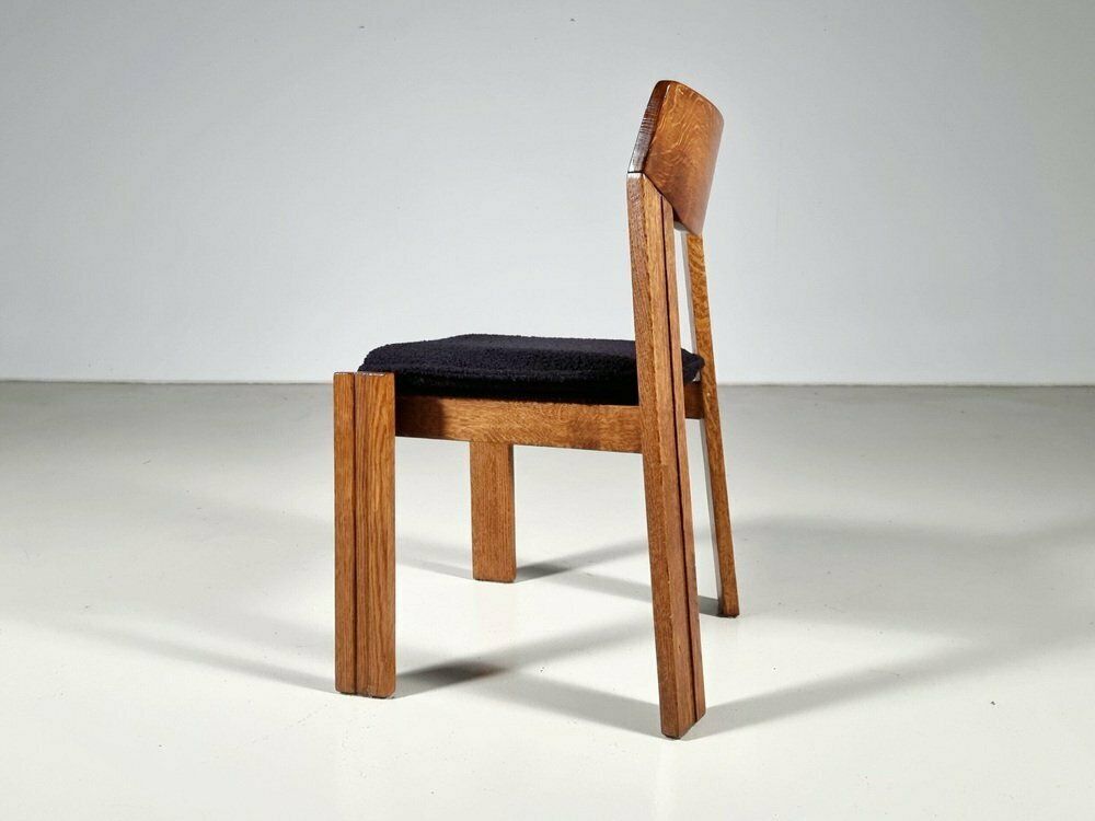 Brutalist Oak Dining Chairs, The Netherlands, 1970s, Set Of 4 photo vintage