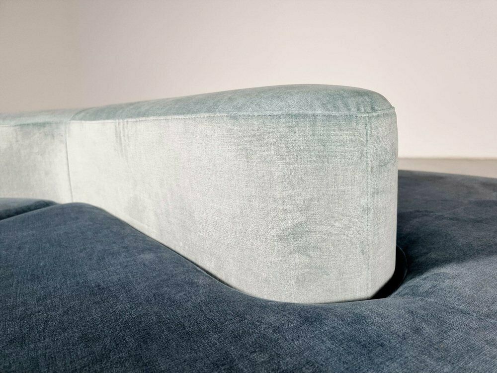 Round Modular Sofa In Blue And Green Fabric Attributed To Seltz Furniture, 1970s, Set Of 4 photo vintage