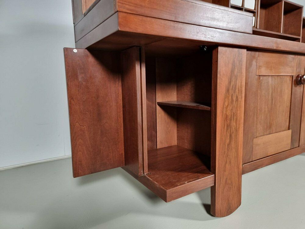 photo furniture Large Buffet In Walnut Wood By Silvio Coppola For Bernini, 1960s