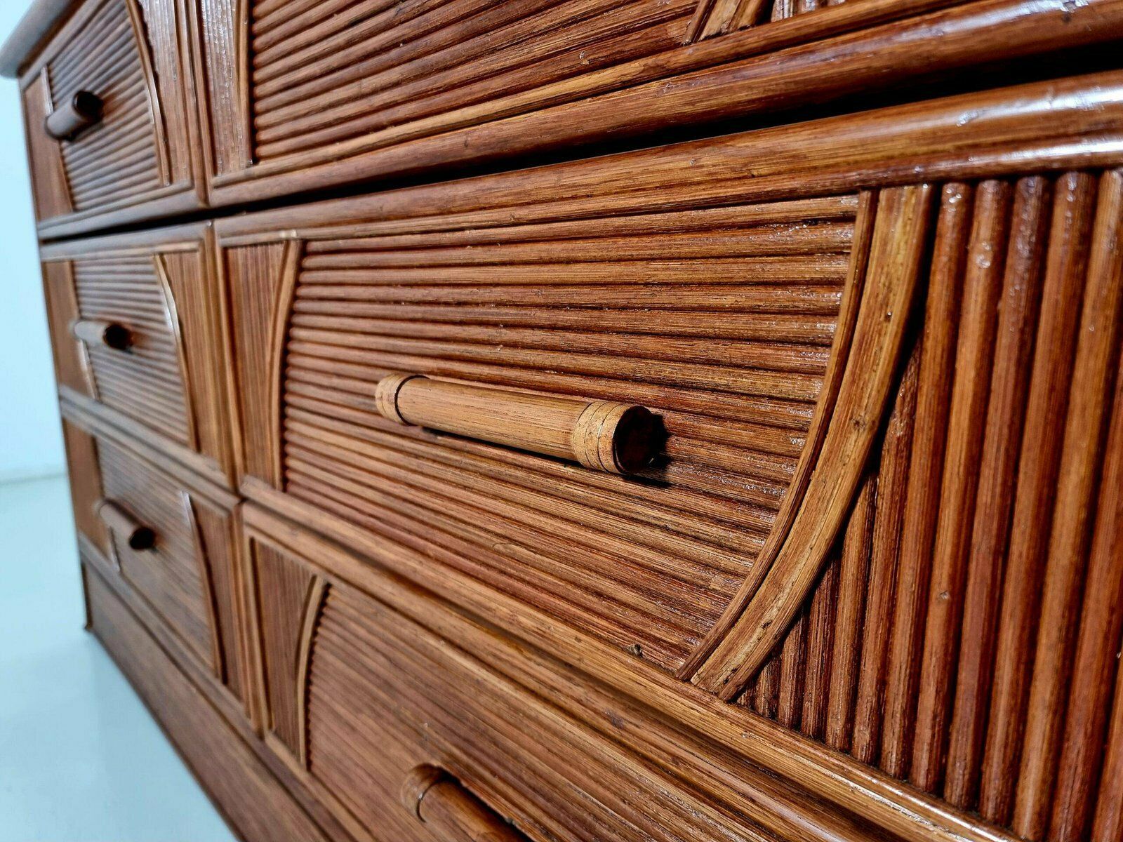 Walnut Dresser Matching Set, Italy, 1970s, Set Of 2 photo vintage