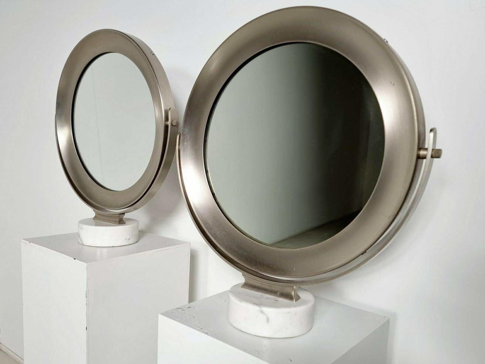 Marble And Steel Narciso Table Mirrors By Sergio Mazza For Artemide, Italy, 1970, Set Of 2 photo furniture