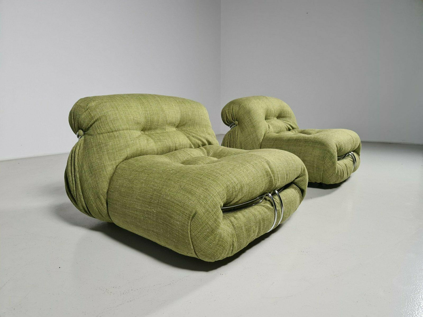 Green Soriana Lounge Chairs By Afra & Tobia Scarpa For Cassina, 1970s, Set Of 2