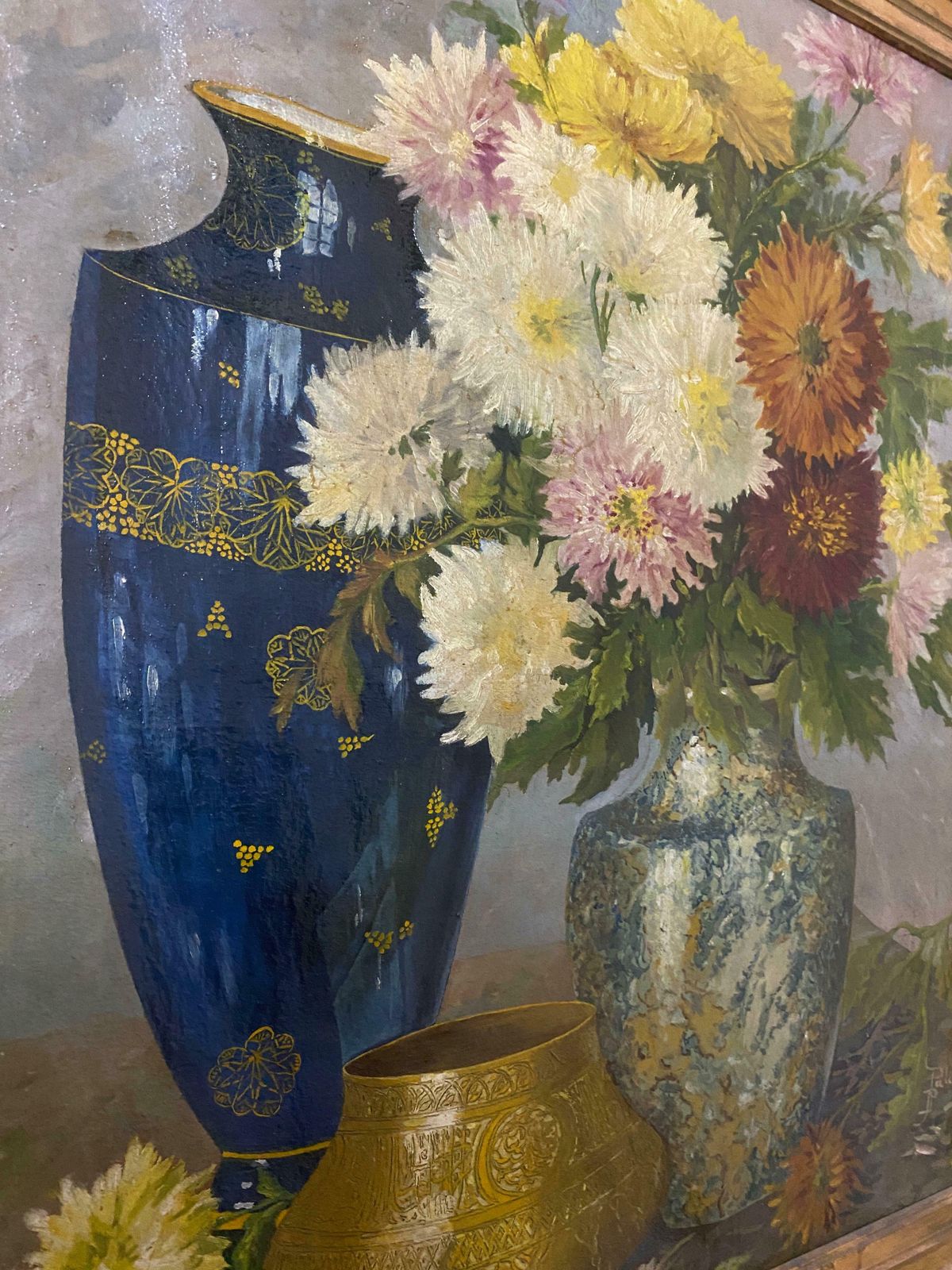 Oil Painting "Still Life" Signed France 1950s photo Art
