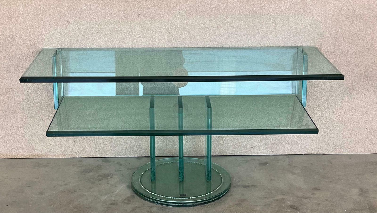 Mid Century Modern Italian Glass Shelves / Mirrored Base Swivel Bar Cart photo Furniture