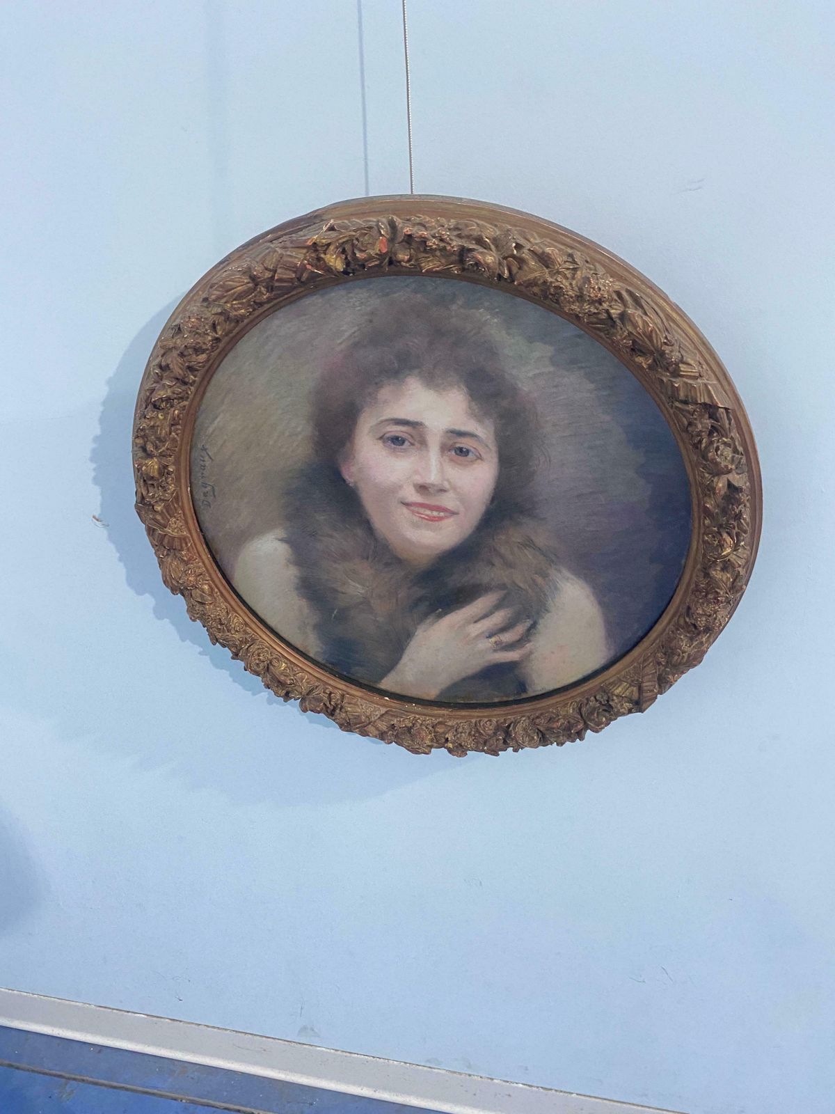 Antique Pastel Painting "Portrait Of A Woman" Signed Dagnaux, France 1900 photo Art