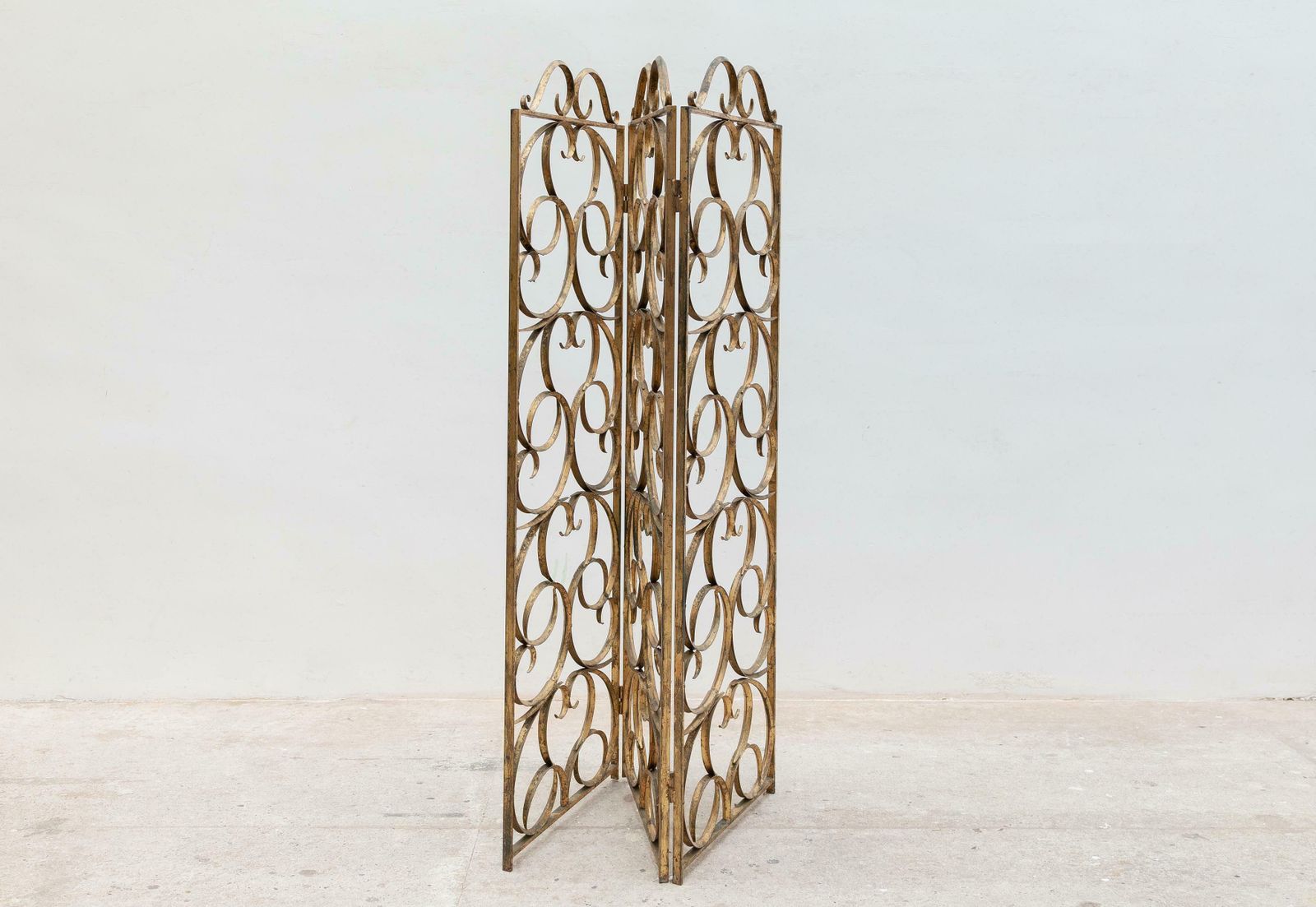 Decorative Wrought Iron, Gilt Folding Screen, Italy, 1950s photo furniture