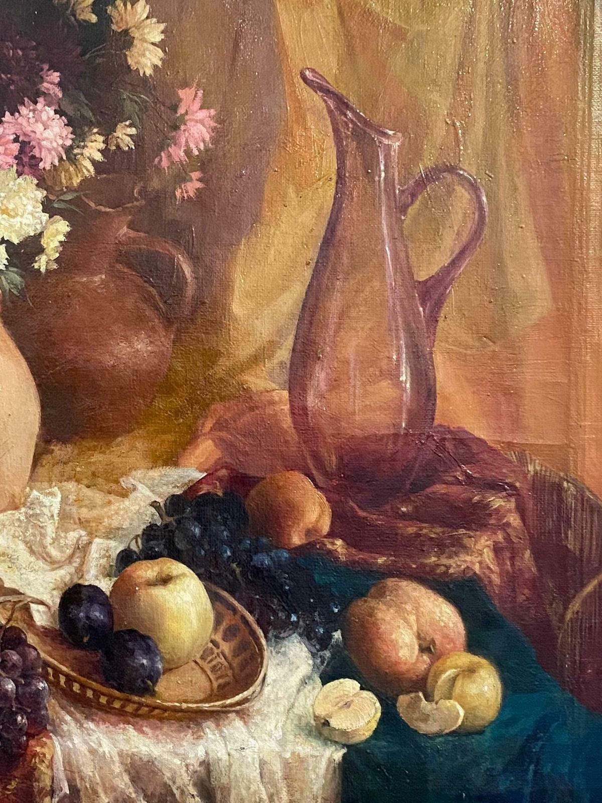 Antique Oil Painting "Still Life," Signed, France, Early 1900s photo vinterior