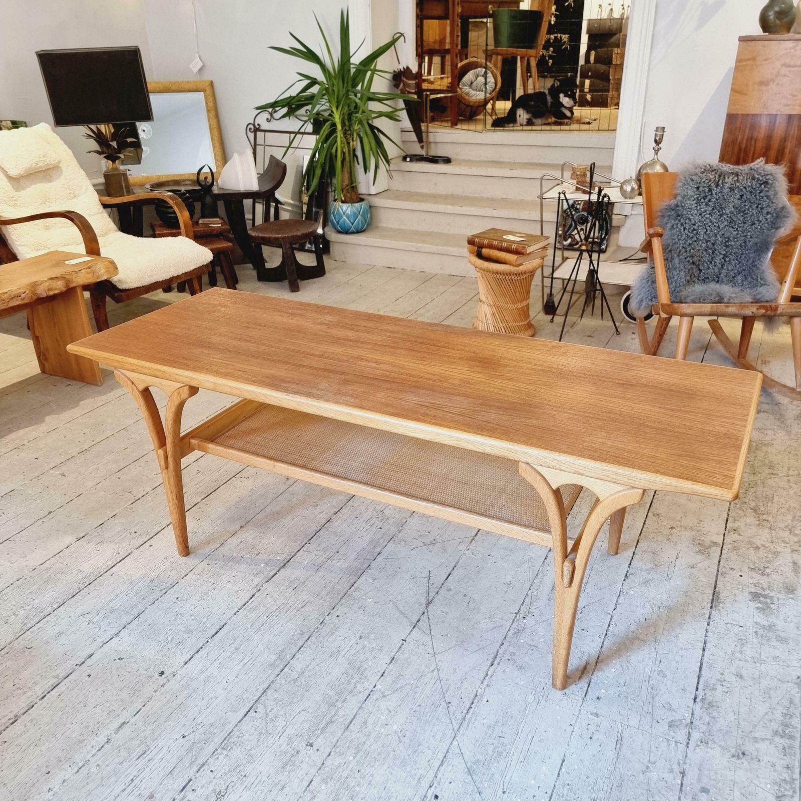 Birger Larsson, Coffee / Sofa Table, Teak, Oak & Rattan. Scandinavian Modern photo 3639.0