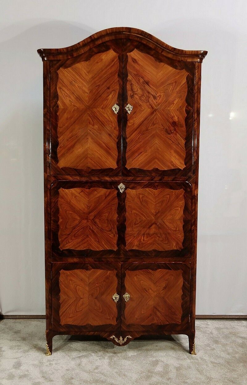 Rare And Exceptional Secretary Cabinet In Precious Wood, Stamped J. Popsel, Louis XV – 18th Century