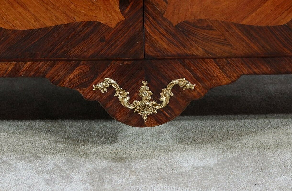 Furniture Rare And Exceptional Secretary Cabinet In Precious Wood, Stamped J. Popsel, Louis XV – 18th Century photo