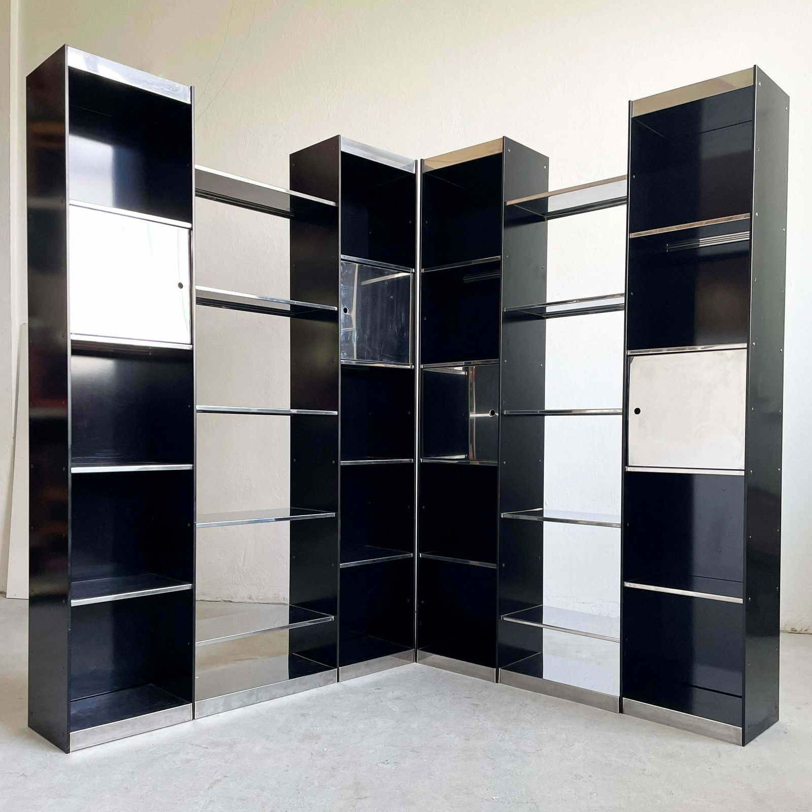 Pair Of Italian Modern Library Bookcase By Willy Rizzo For Cidue Italy 1970 photo Furniture