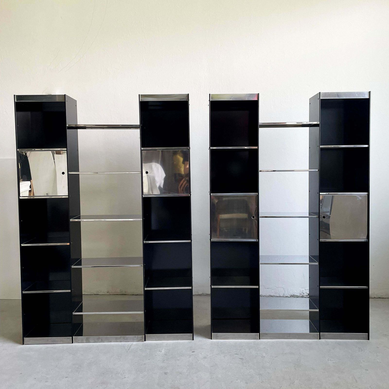 Pair Of Italian Modern Library Bookcase By Willy Rizzo For Cidue Italy 1970 photo buy