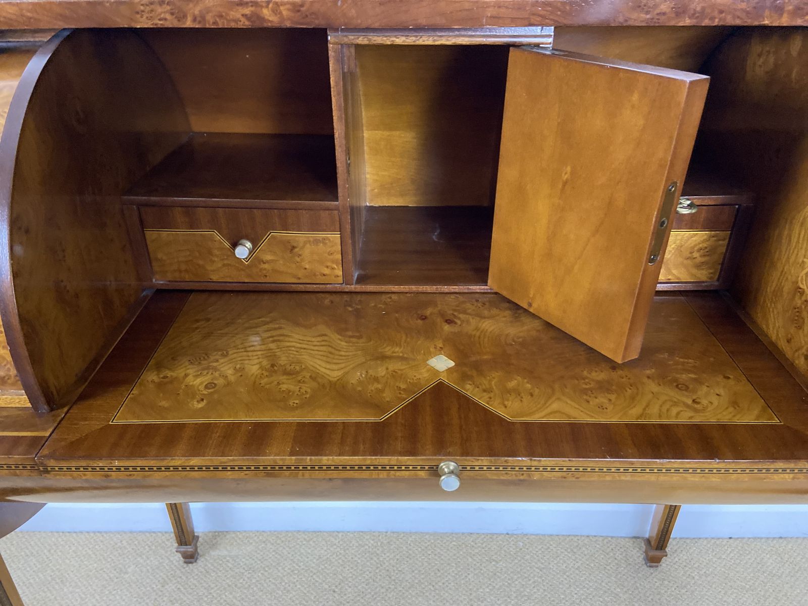 Italian Art Deco Inlaid Cylinder Desk By Carpanelli Of Milan photo vintage
