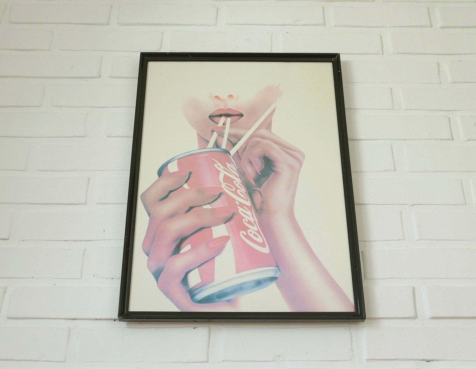Original Vintage Coca Cola Framed Poster / Large Pop Art Wall Decor / Yugoslavia 1980s
