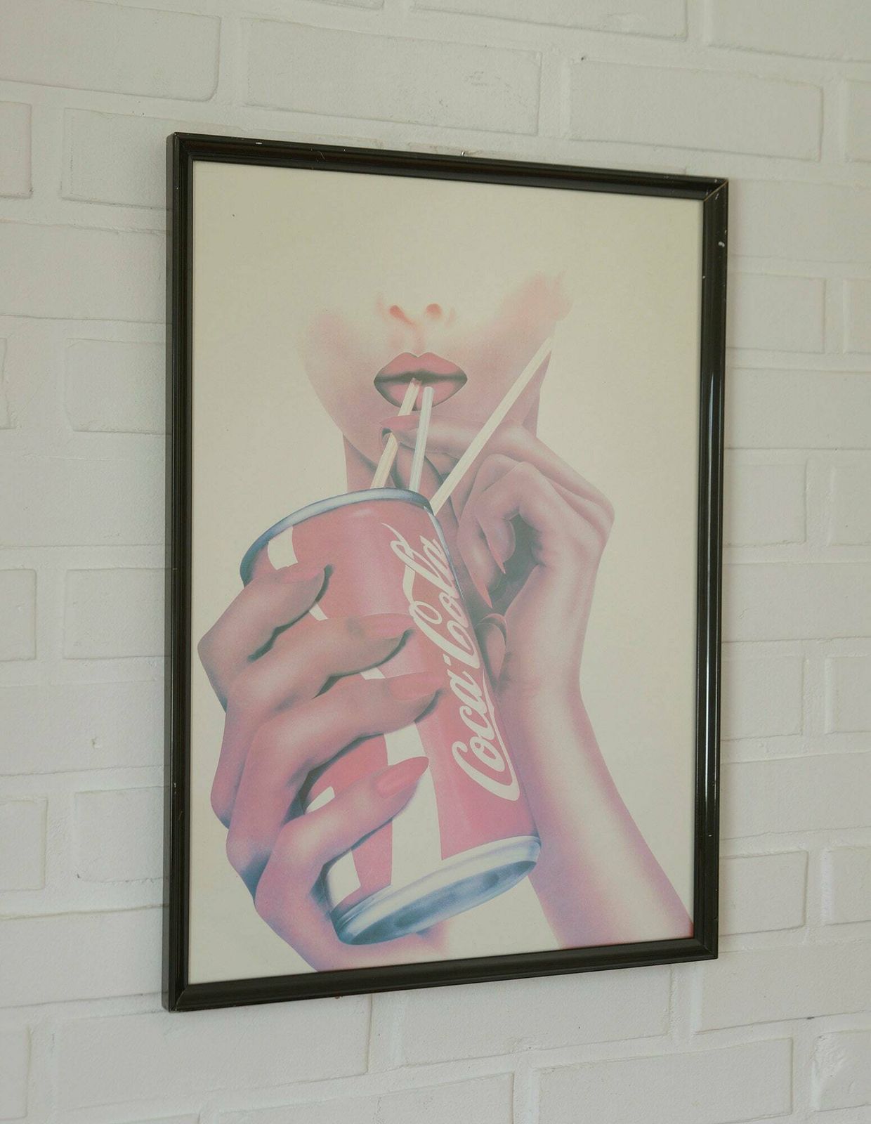 Original Vintage Coca Cola Framed Poster / Large Pop Art Wall Decor / Yugoslavia 1980s photo 296.0